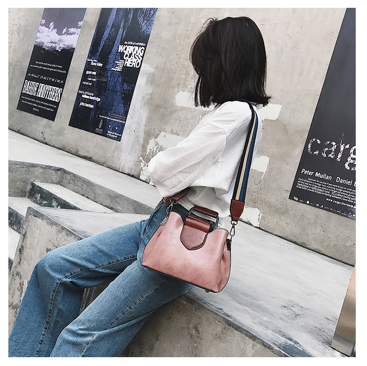 11176819698488.jpg Oil wax leather bucket bag color shoulder strap handbag - Image 7