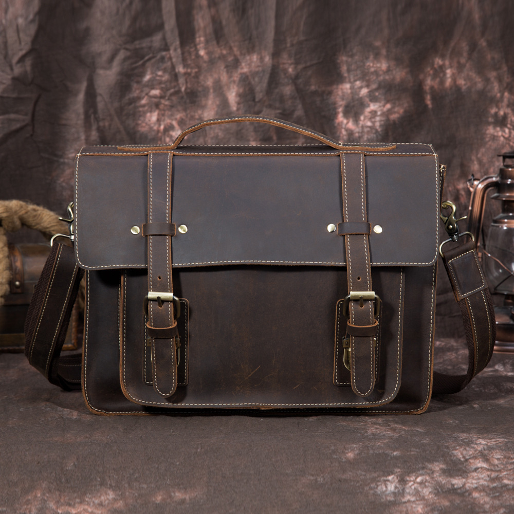 3003592395005.jpg The first layer of crazy horseskin men's handbag - Image 3