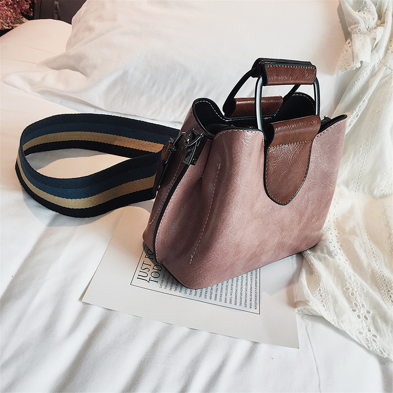 379764345866.jpg Oil wax leather bucket bag color shoulder strap handbag - Image 8