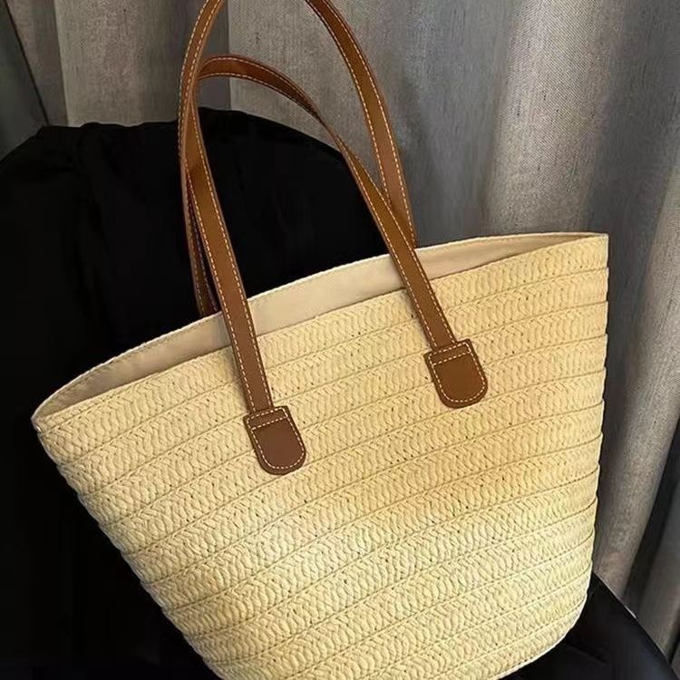 4aa7e625-9064-4aca-bc7b-32273588eee5.jpg Straw Women's Large Capacity Vacation Beach Bucket Bag - Image 2