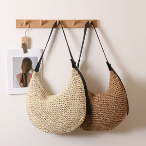 Fashionable Irregular One-Shoulder Straw Beach Bag