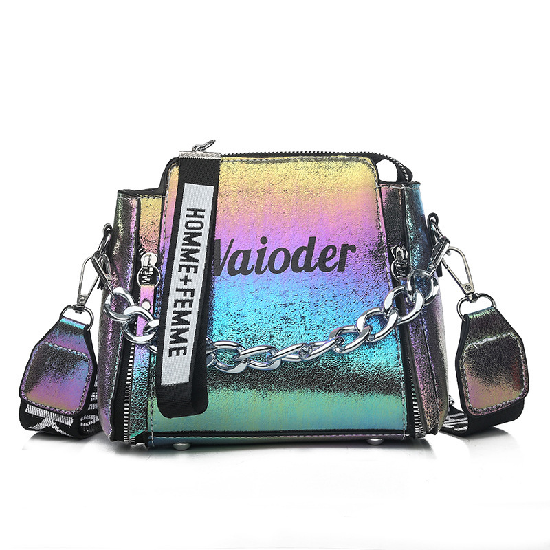 600995847548.jpg Korean style colorful laser broadband bucket bag - Image 3