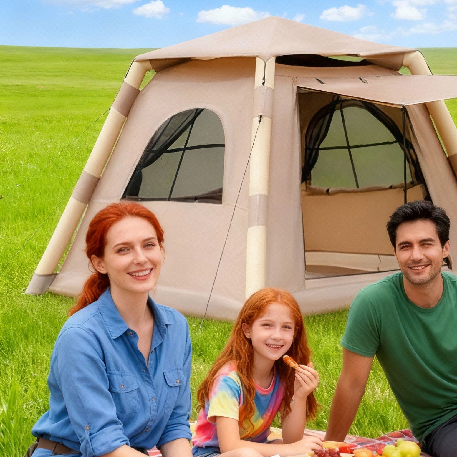 6420c451-8c5c-4540-8a73-5ddb7f6352db.jpg Inflatable Tent Outdoor Tent 2-4-person Tent Quick-opening Tent Inflatable Tent Hut Tent Camping Portable Tent Windproof Tent Family Party Tent Pop-up Tent Shading And Waterproof Tent Camping Tent - Image 9