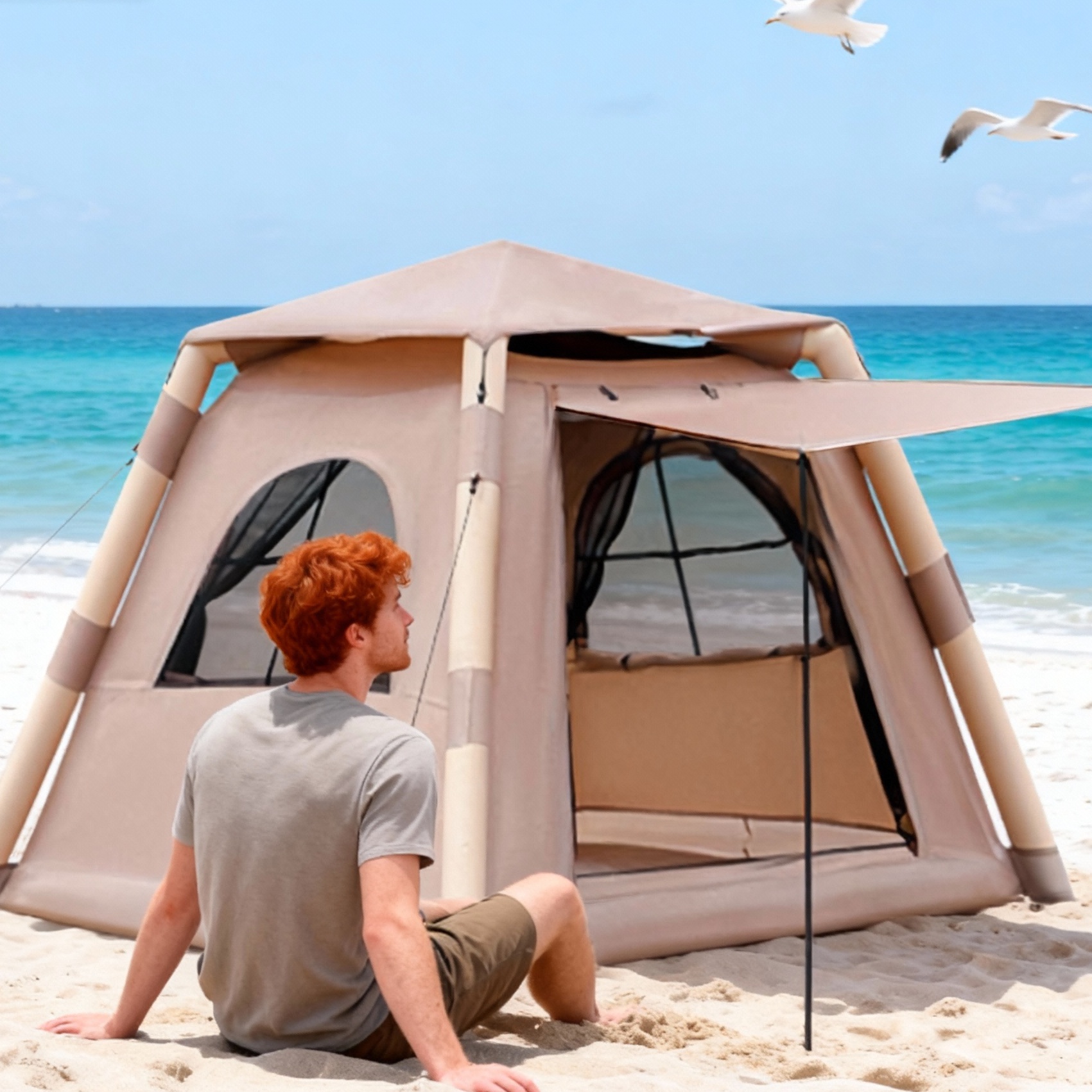 8685027e-6ed6-40b9-9efb-3ce84240ab40.jpg Inflatable Tent Outdoor Tent 2-4-person Tent Quick-opening Tent Inflatable Tent Hut Tent Camping Portable Tent Windproof Tent Family Party Tent Pop-up Tent Shading And Waterproof Tent Camping Tent - Image 10