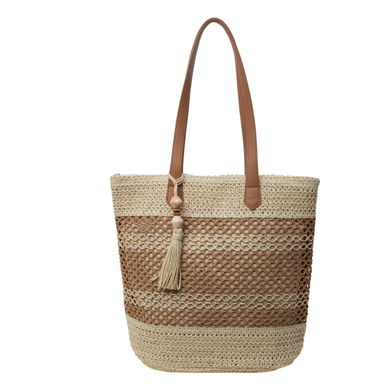8f6b7509-42d1-404e-8fbf-08576951eaa4.jpg Summer Stripe Straw Sholder Bags With Tassel Pendant Fashion Large Capacity Seaside Vacation Beach Bags - Image 6